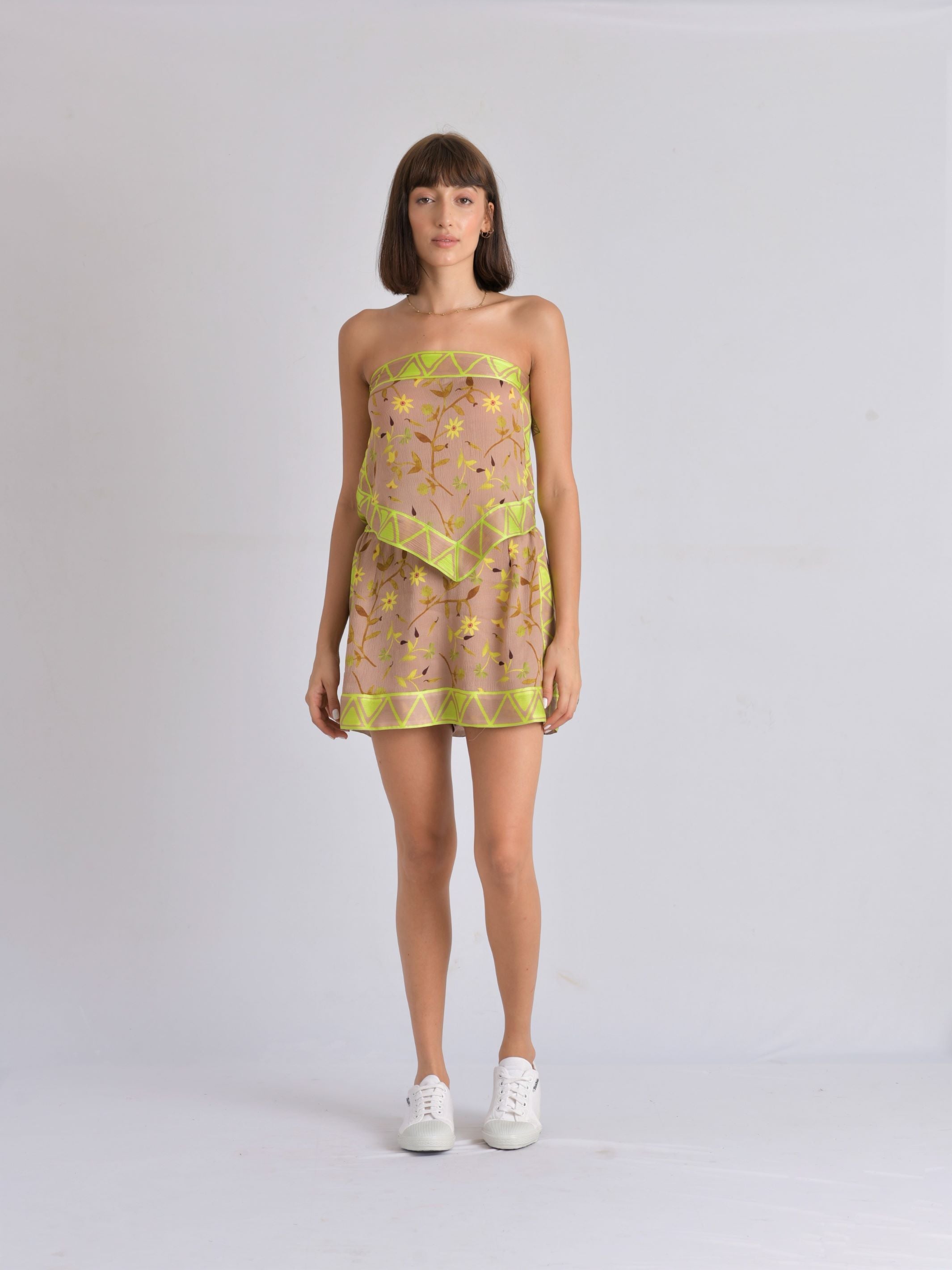 Maui Scarf Bandeau & A-Line Mini Skirt Set (Earth)