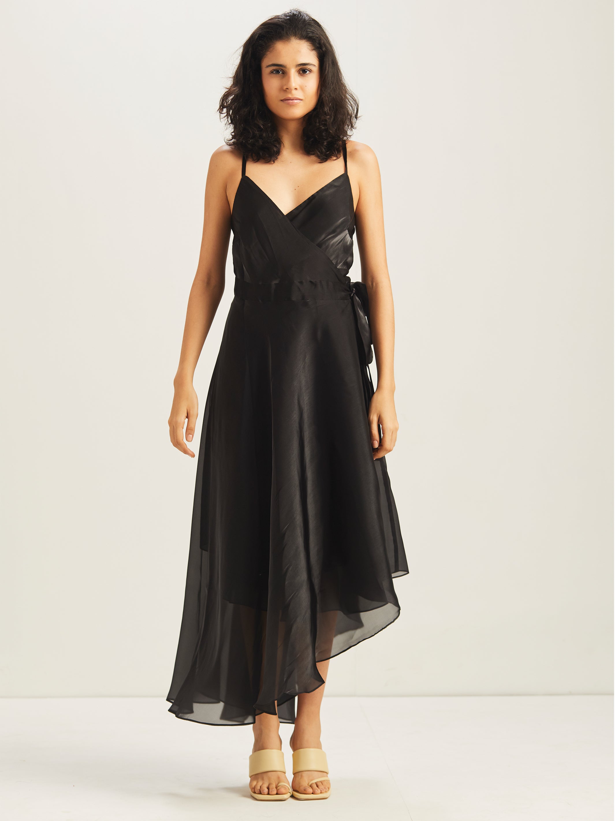 Nergis Asymmetrical Wrap Dress (Black)