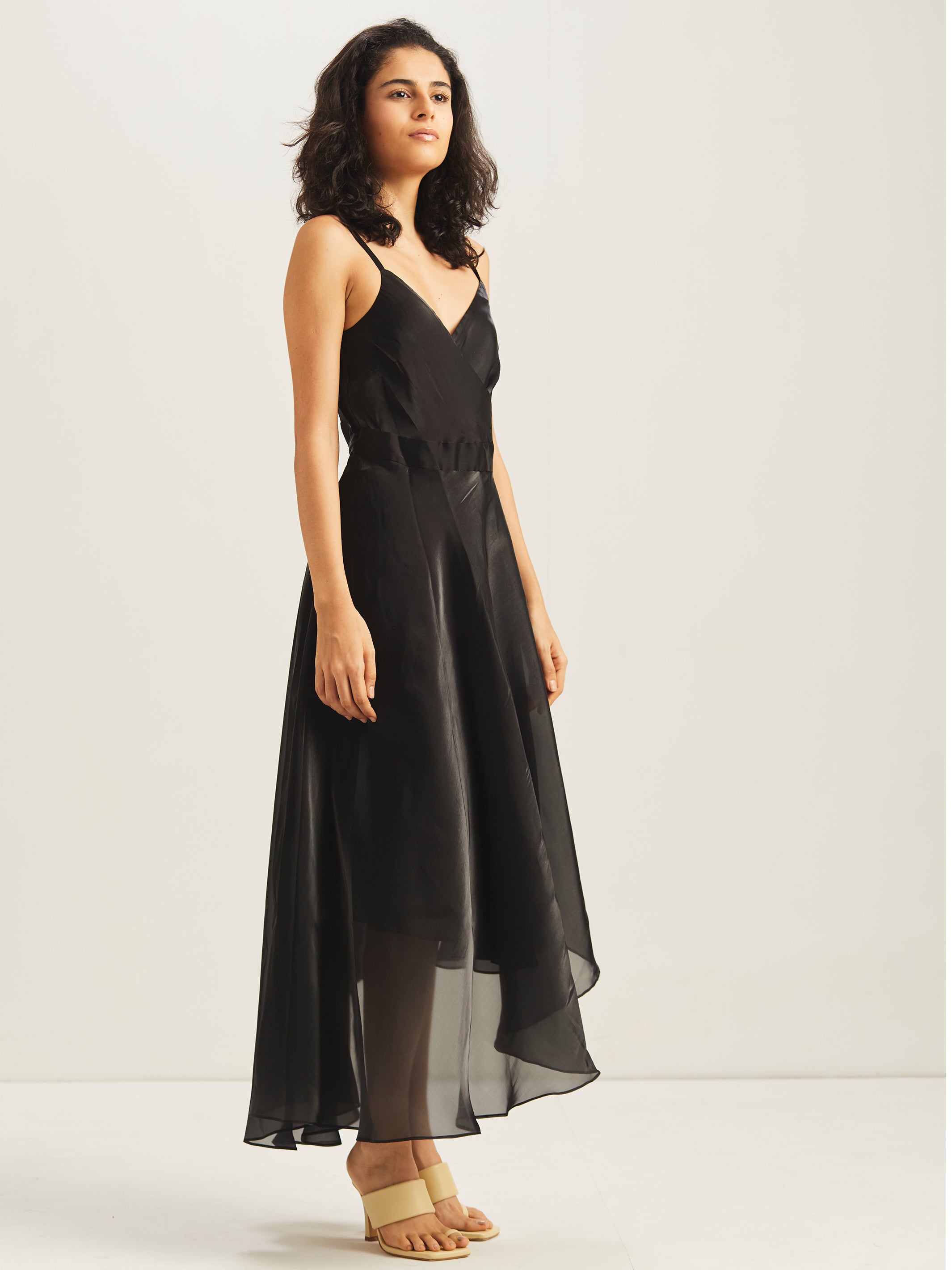Nergis Asymmetrical Wrap Dress (Black)