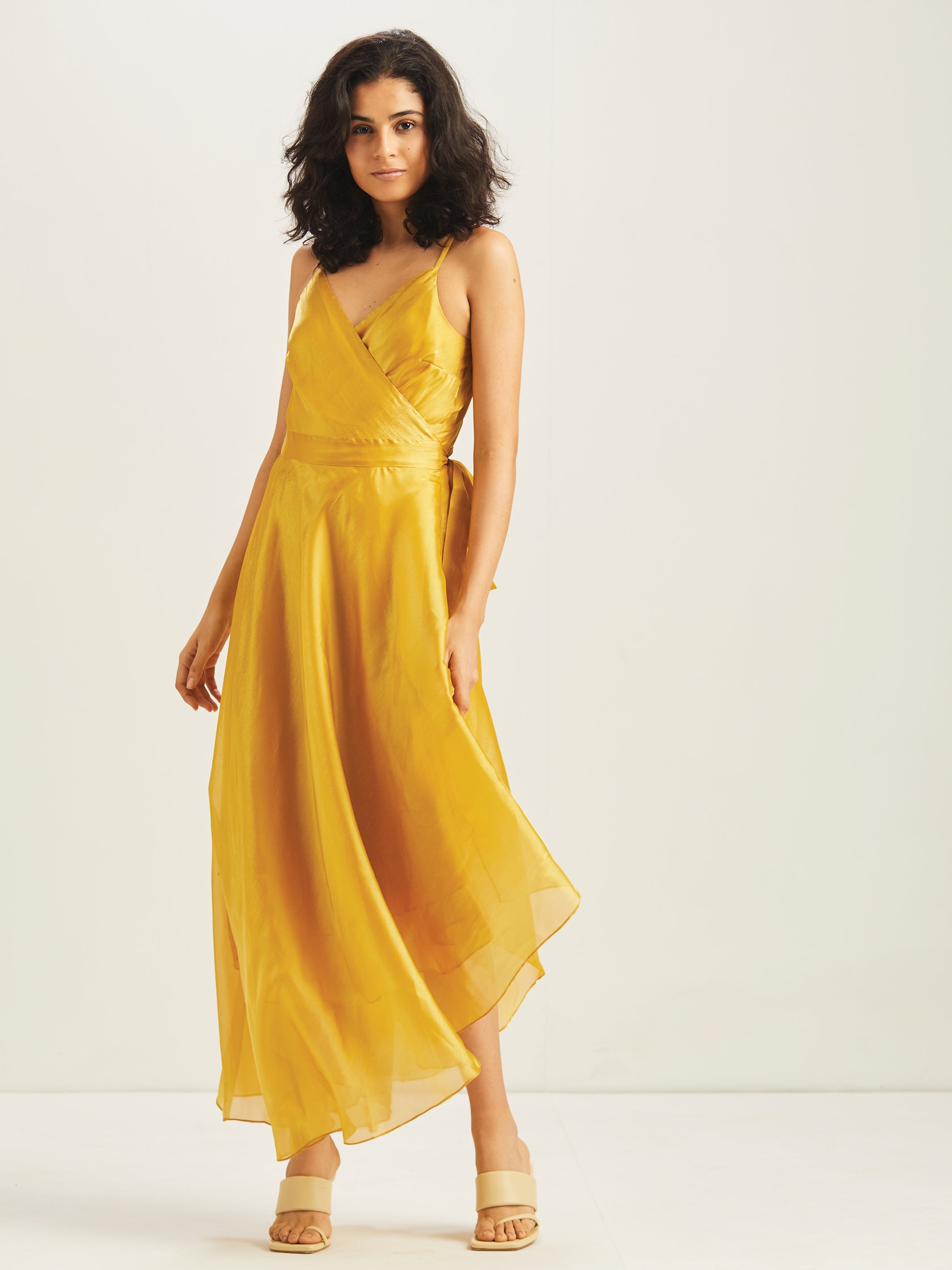 Nergis Asymmetrical Wrap Dress (Yellow)