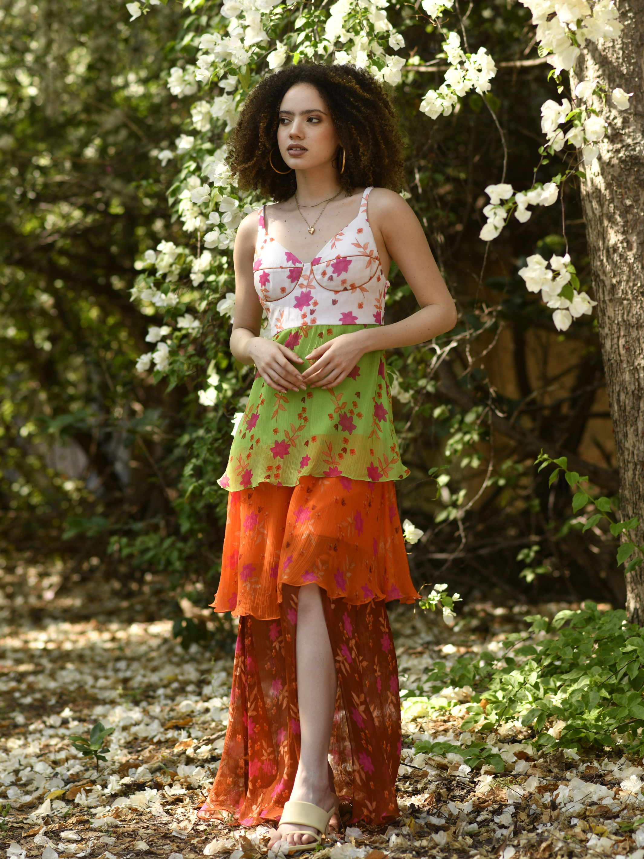 Azlea Multicolored Tiered Maxi Dress