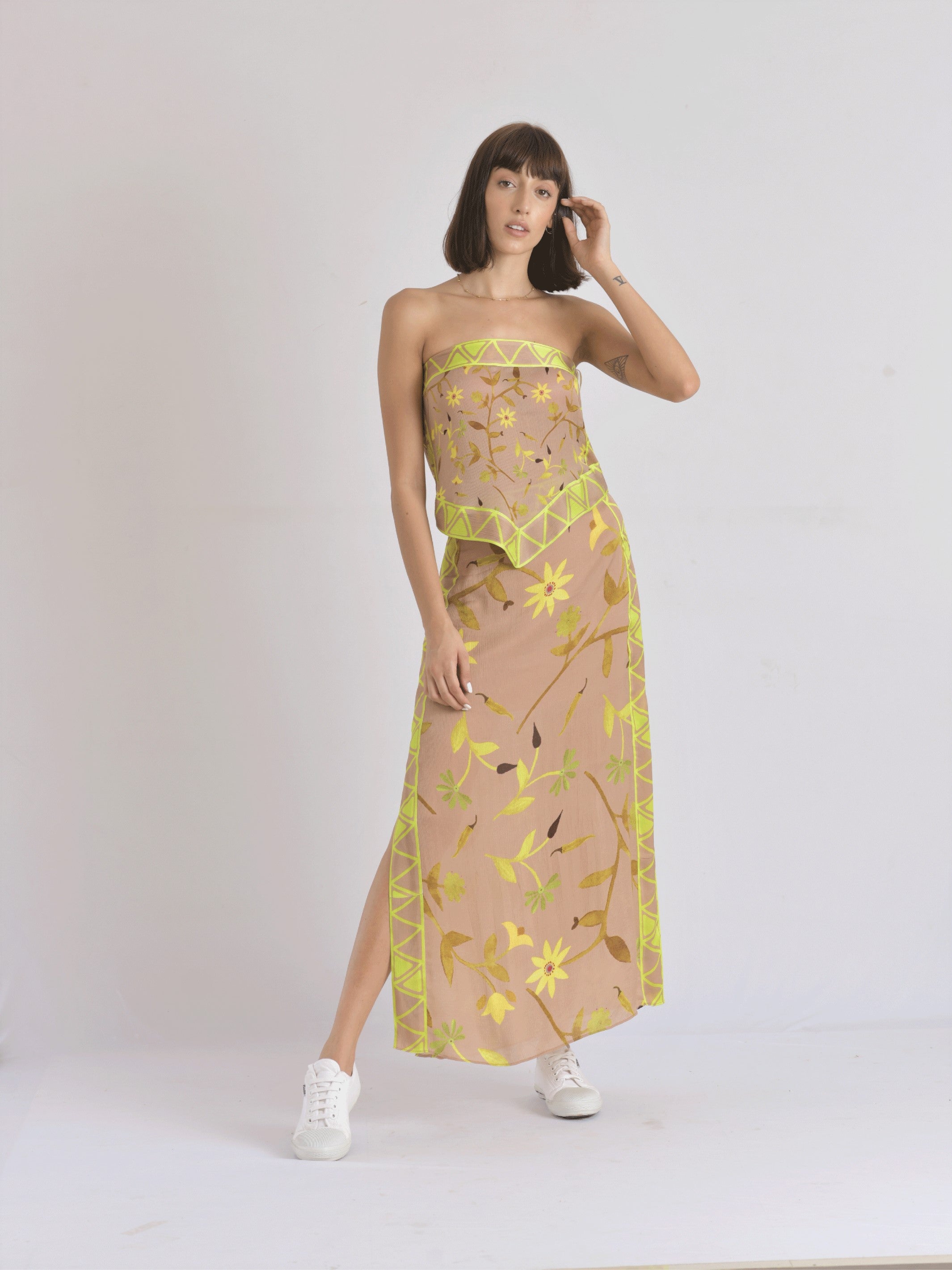 Maui Scarf Bandeau & Scarf Sarong Skirt Set (Earth)